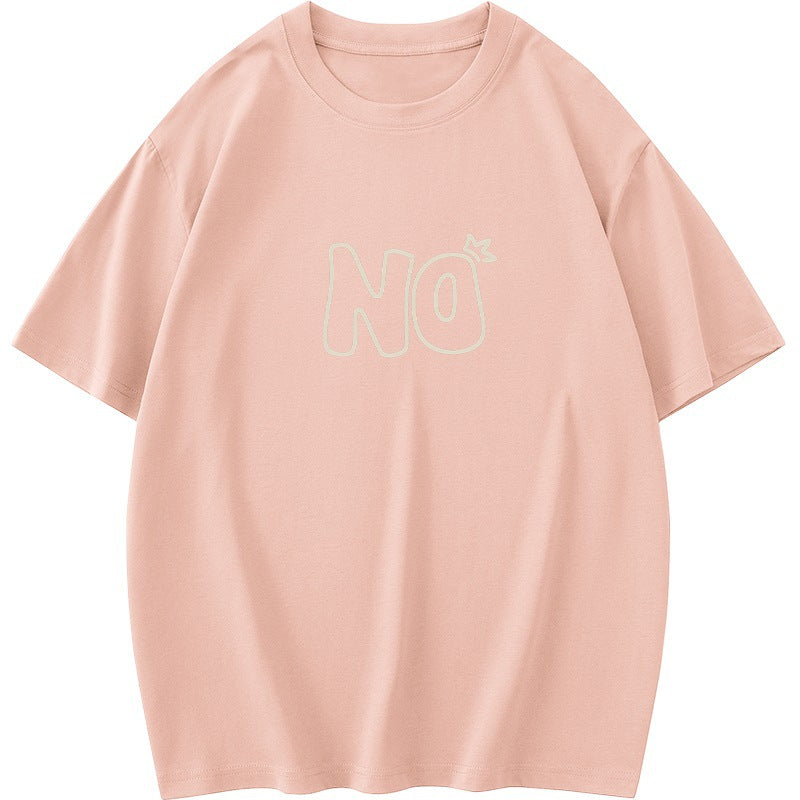 ZIFU Chic Women's Pure Cotton Tee with Letter Print