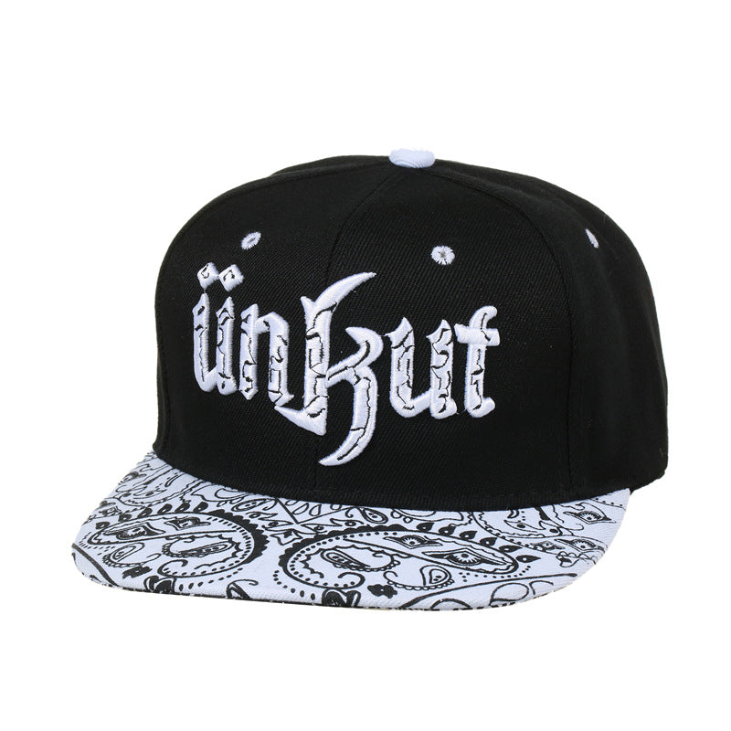 Gothic Script & Paisley Embroidered Hip-Hop Cap