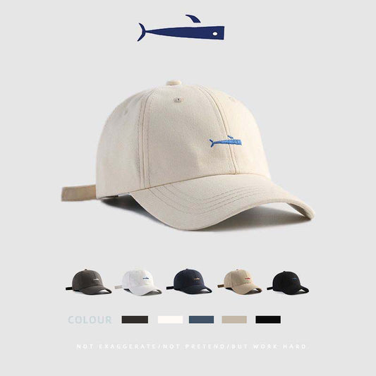 Classic Cotton Cap with Fish Embroidery