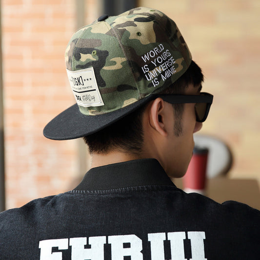 Camo Snapback with Woven Patch & Side Embroidery