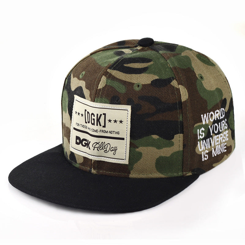 Camo Snapback with Woven Patch & Side Embroidery