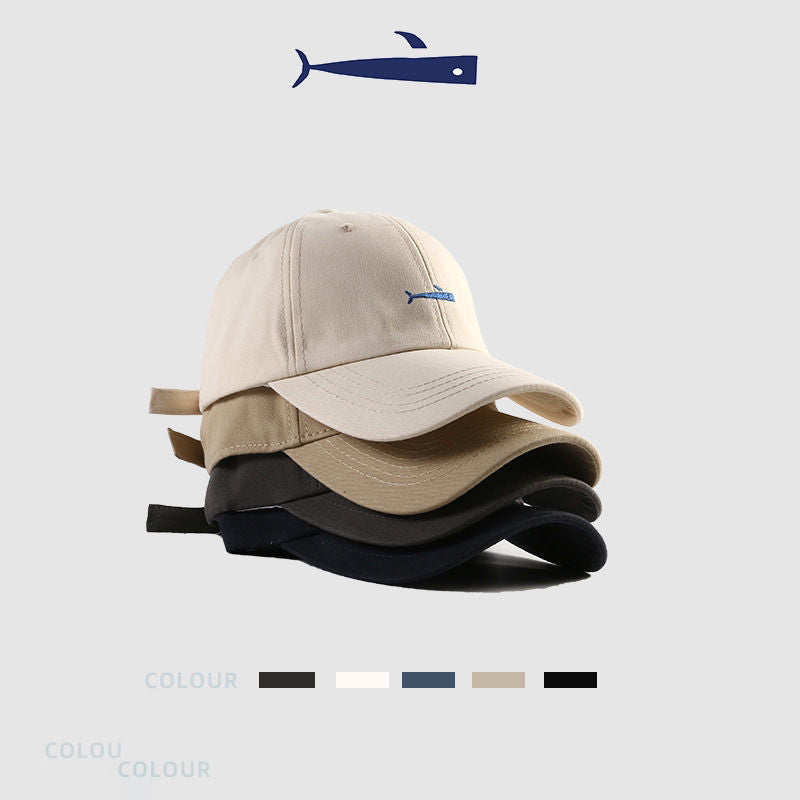 Classic Cotton Cap with Fish Embroidery