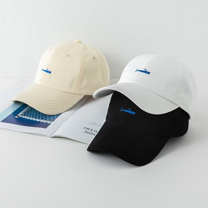 Classic Cotton Cap with Fish Embroidery