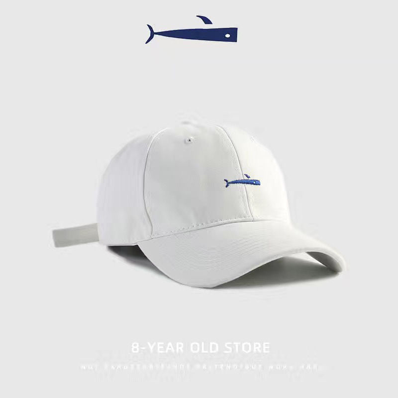 Classic Cotton Cap with Fish Embroidery