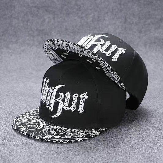 Gothic Script & Paisley Embroidered Hip-Hop Cap