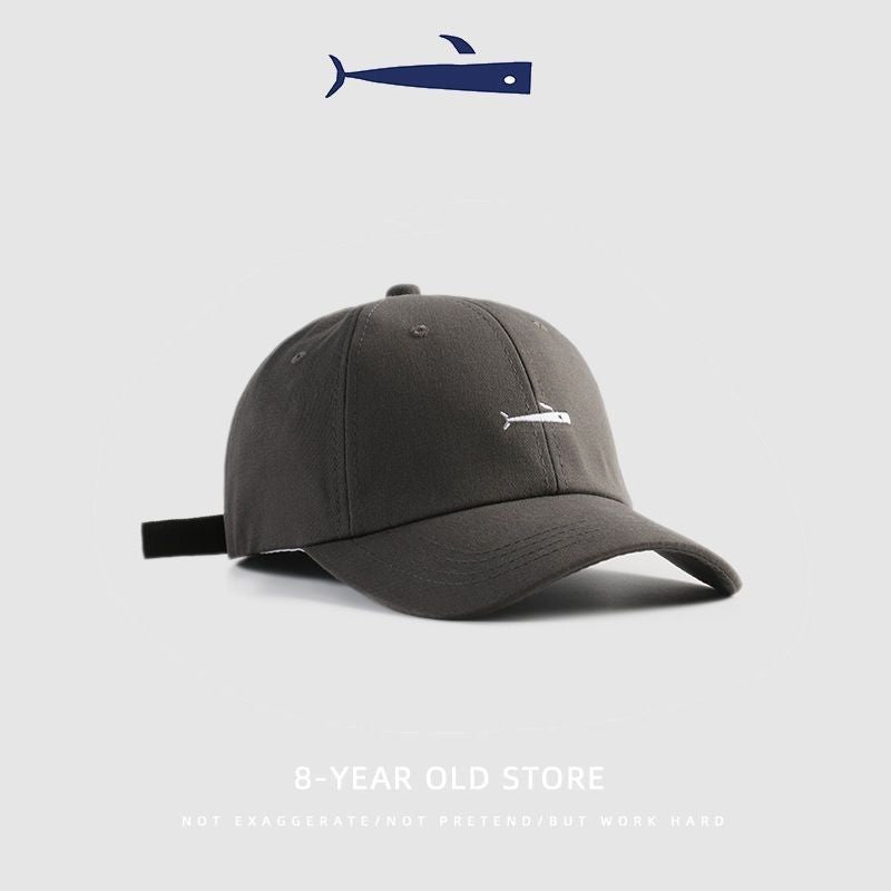 Classic Cotton Cap with Fish Embroidery