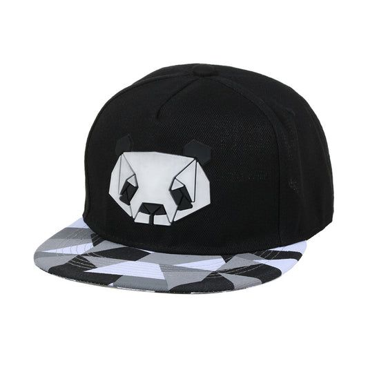 Geometric Panda Snapback in Monochromatic Black