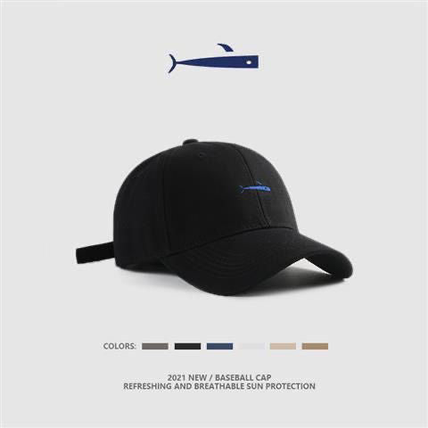 Classic Cotton Cap with Fish Embroidery