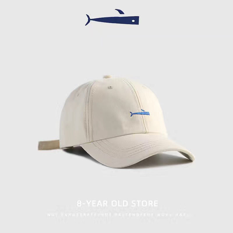 Classic Cotton Cap with Fish Embroidery