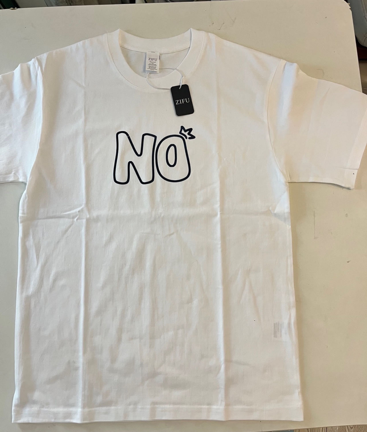 ZIFU Chic Women's Pure Cotton Tee with Letter Print
